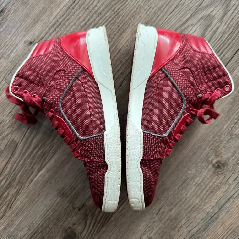 Gucci Men's 309517 Signature Red Burgundy High-Top Sneakers Size 7.5